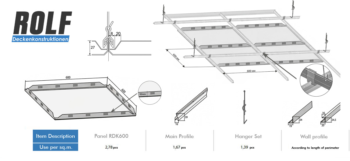 ROLF Clipin Akustik 20 ROLF Clipin Akustik ROLF Perforated Clipin Panel ceiling system