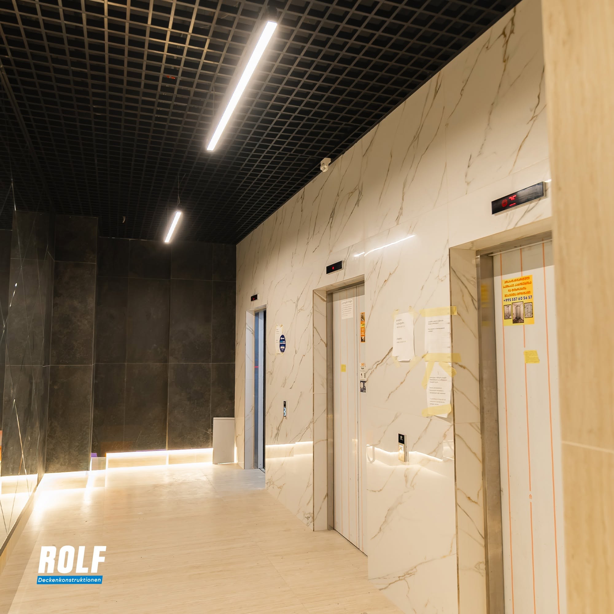 Modern hallway with vibrant door